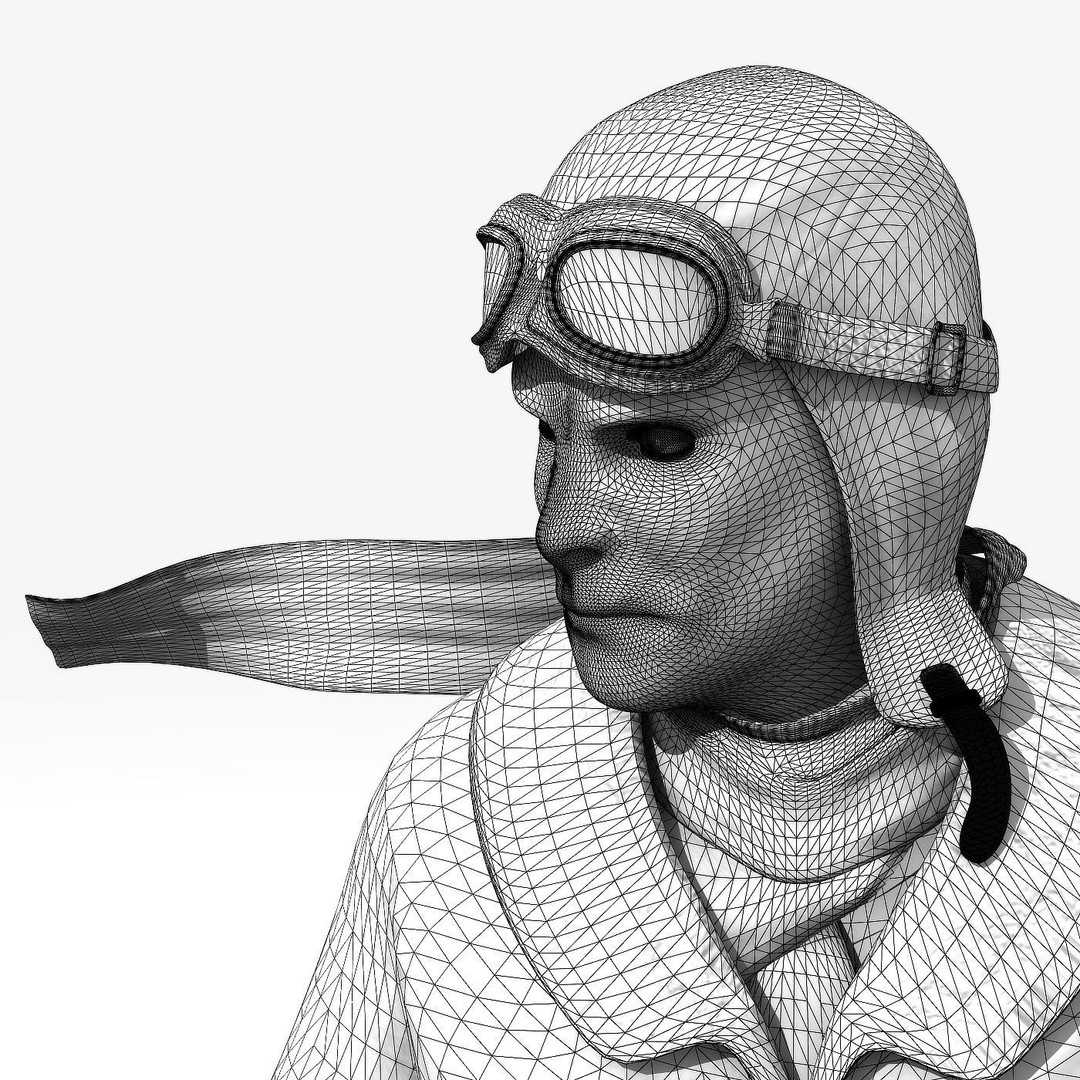 Flyboy Barnstorm Pilot 3D Model – Low Poly Animated Rigged Character - View 6