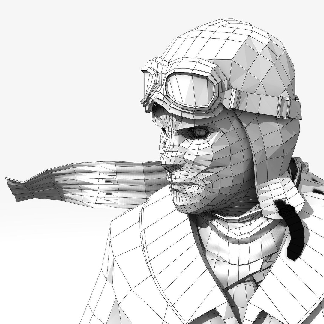 Flyboy Barnstorm Pilot 3D Model – Low Poly Animated Rigged Character - View 7