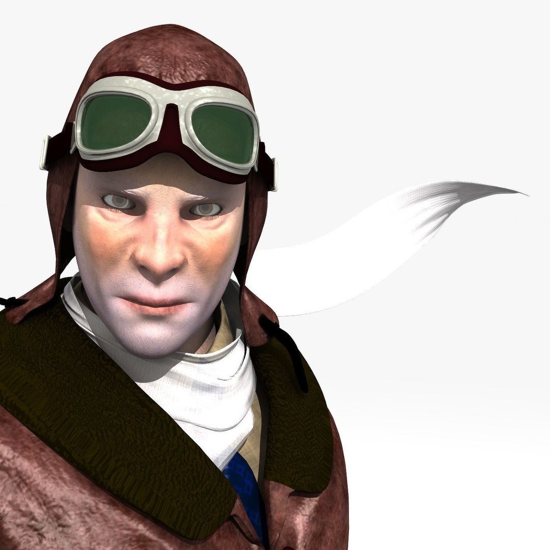 Flyboy Barnstorm Pilot 3D Model – Low Poly Animated Rigged Character - View 8
