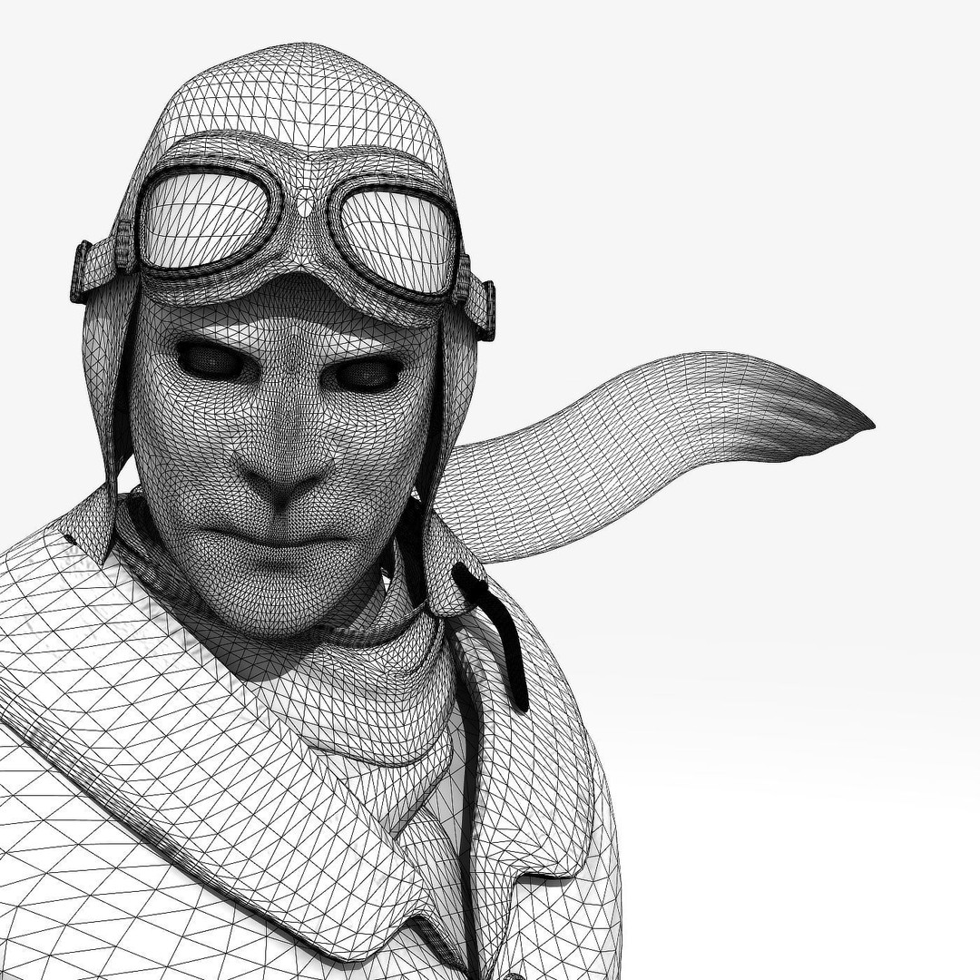 Flyboy Barnstorm Pilot 3D Model – Low Poly Animated Rigged Character - View 9