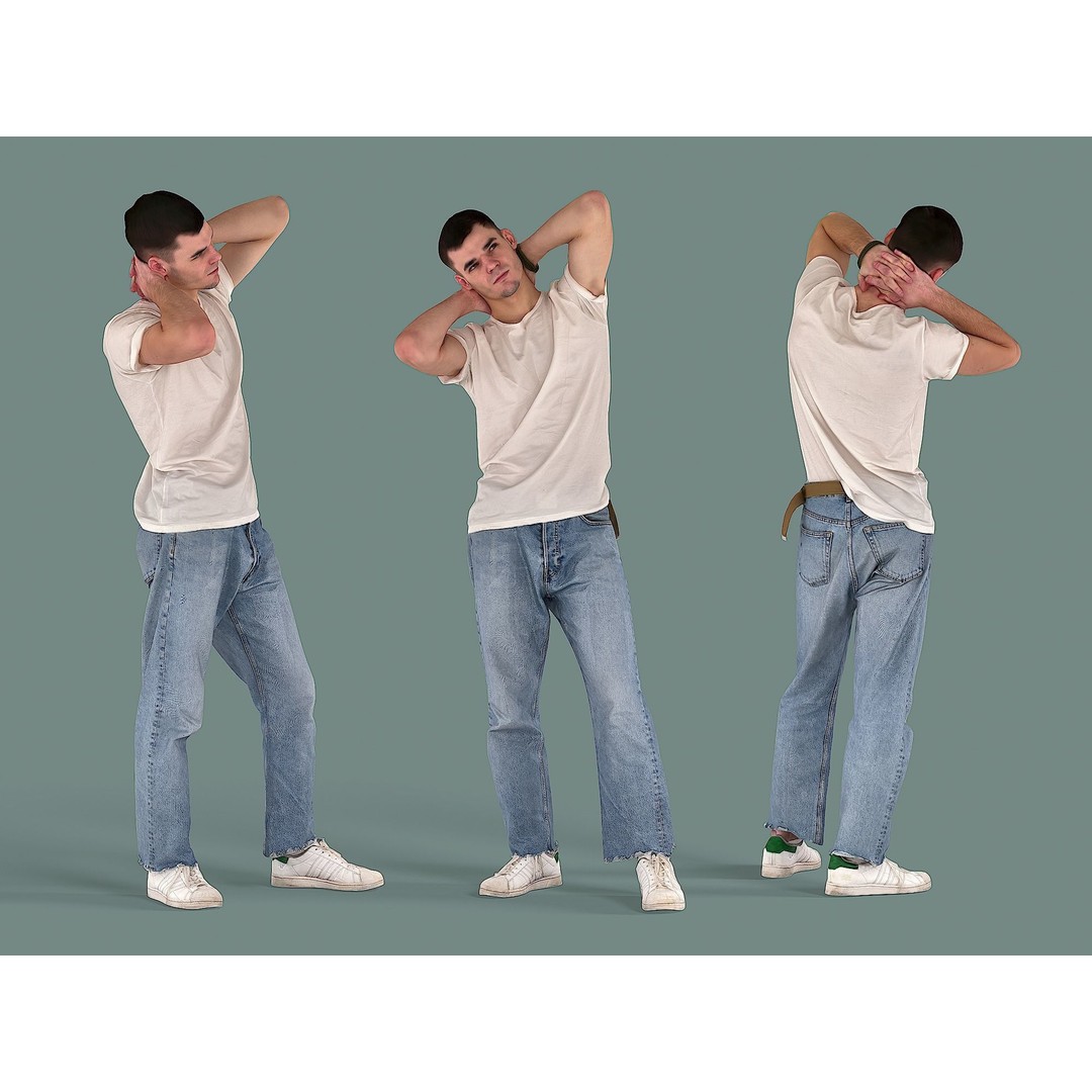 Bored Guy 3D Model – Photorealistic Casual Character, FBX - View 3