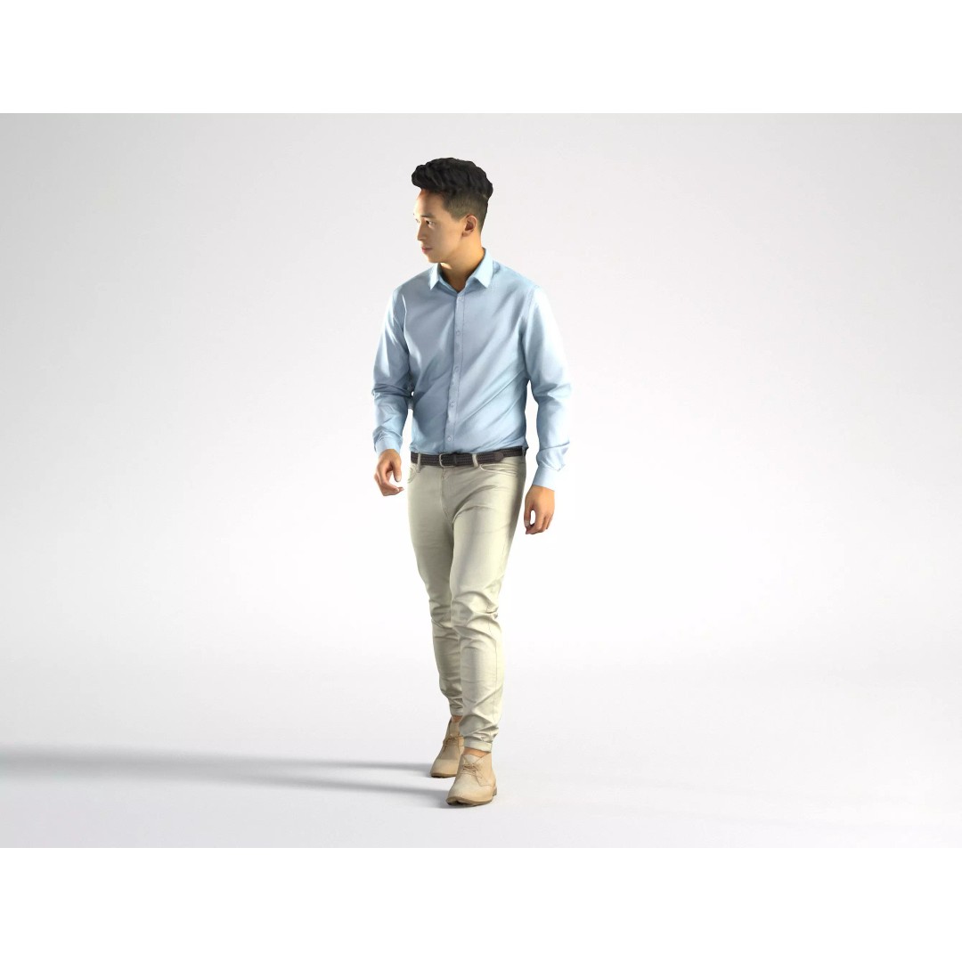 Asian Business Man 3D Model – Low Poly Realistic Character, FBX - View 2