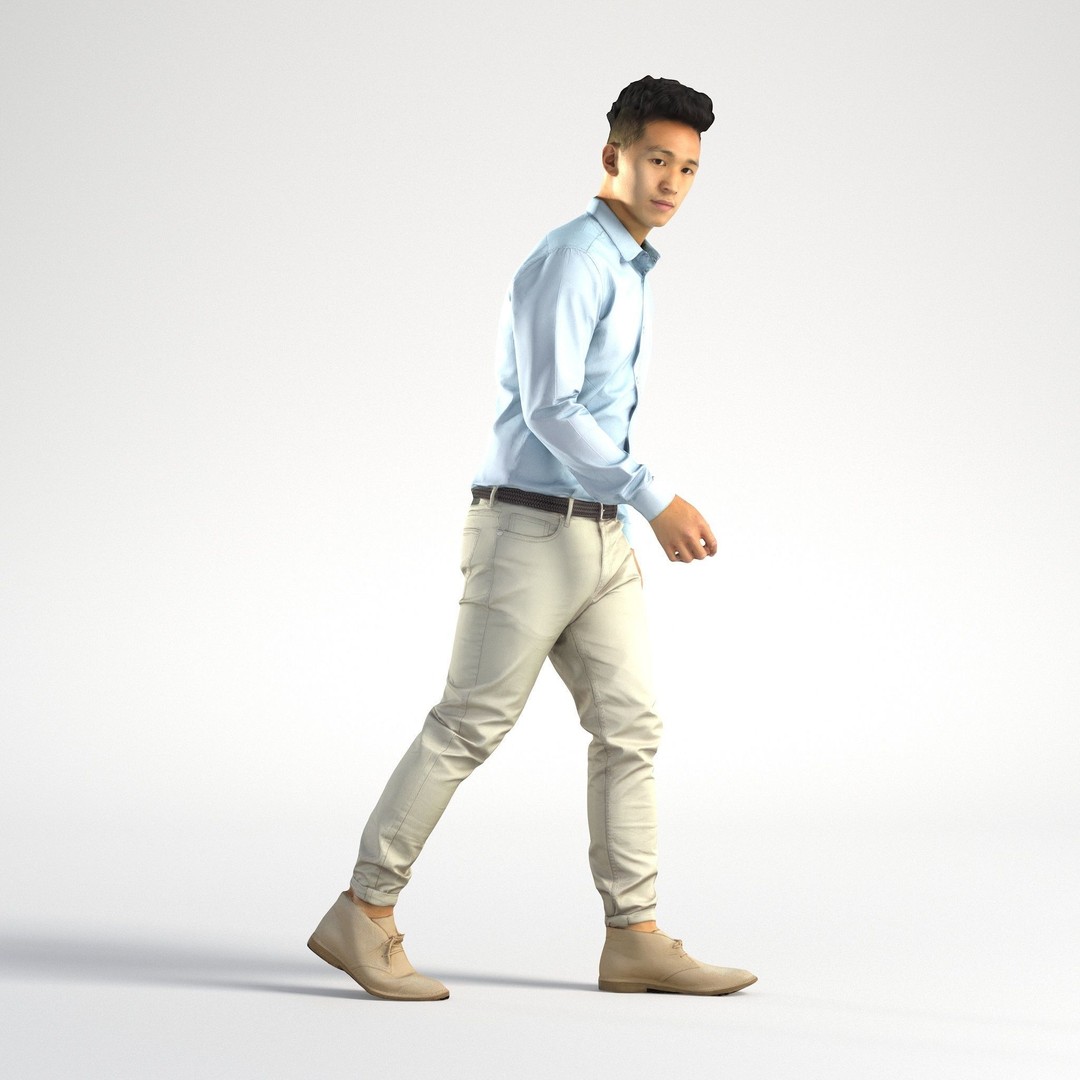 Asian Business Man 3D Model – Low Poly Realistic Character, FBX - View 4