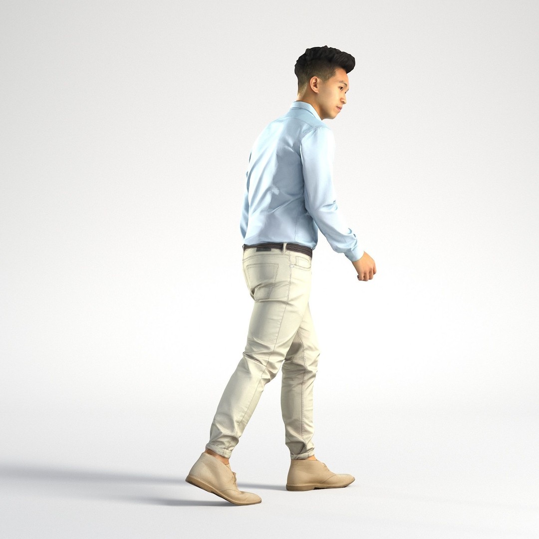Asian Business Man 3D Model – Low Poly Realistic Character, FBX - View 5