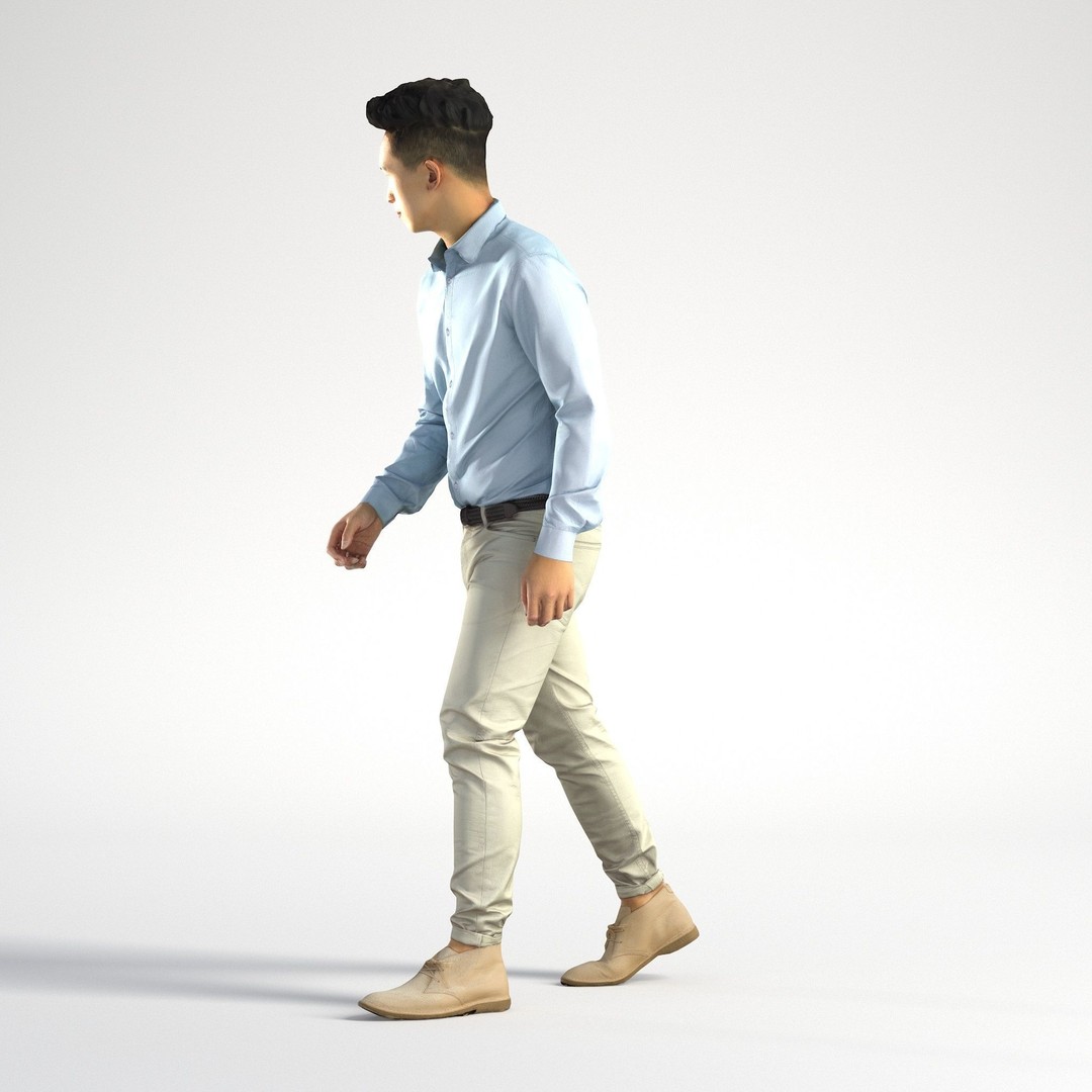 Asian Business Man 3D Model – Low Poly Realistic Character, FBX - View 9
