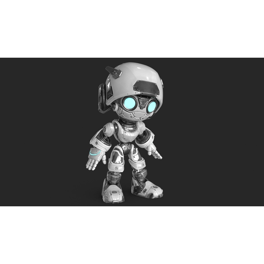 Droid 3D Model – Rigged Low-Poly Sci-Fi Character, FBX - View 3