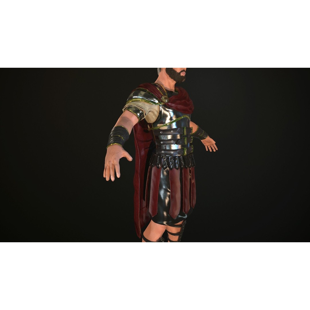 Roman Soldier 3D Model – Low Poly Rigged Character with PBR Textures - View 10