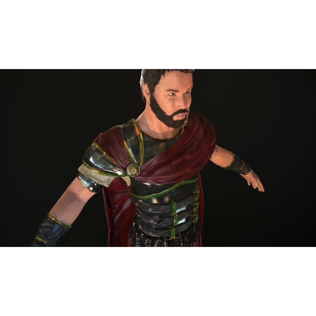 Roman Soldier 3D Model – Low Poly Rigged Character with PBR Textures - View 11