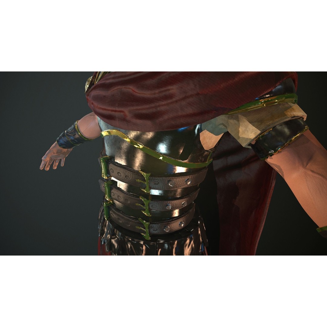 Roman Soldier 3D Model – Low Poly Rigged Character with PBR Textures - View 18