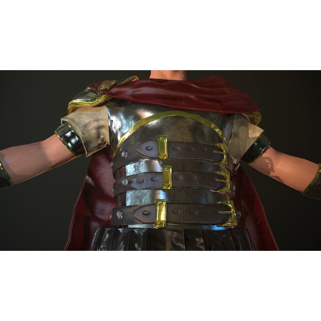 Roman Soldier 3D Model – Low Poly Rigged Character with PBR Textures - View 19