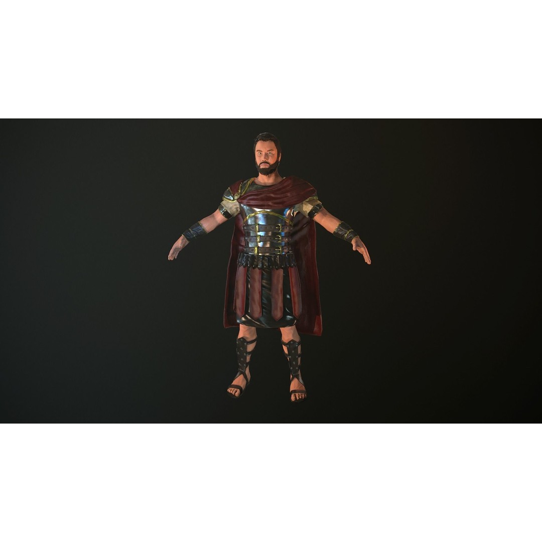Roman Soldier 3D Model – Low Poly Rigged Character with PBR Textures - View 32