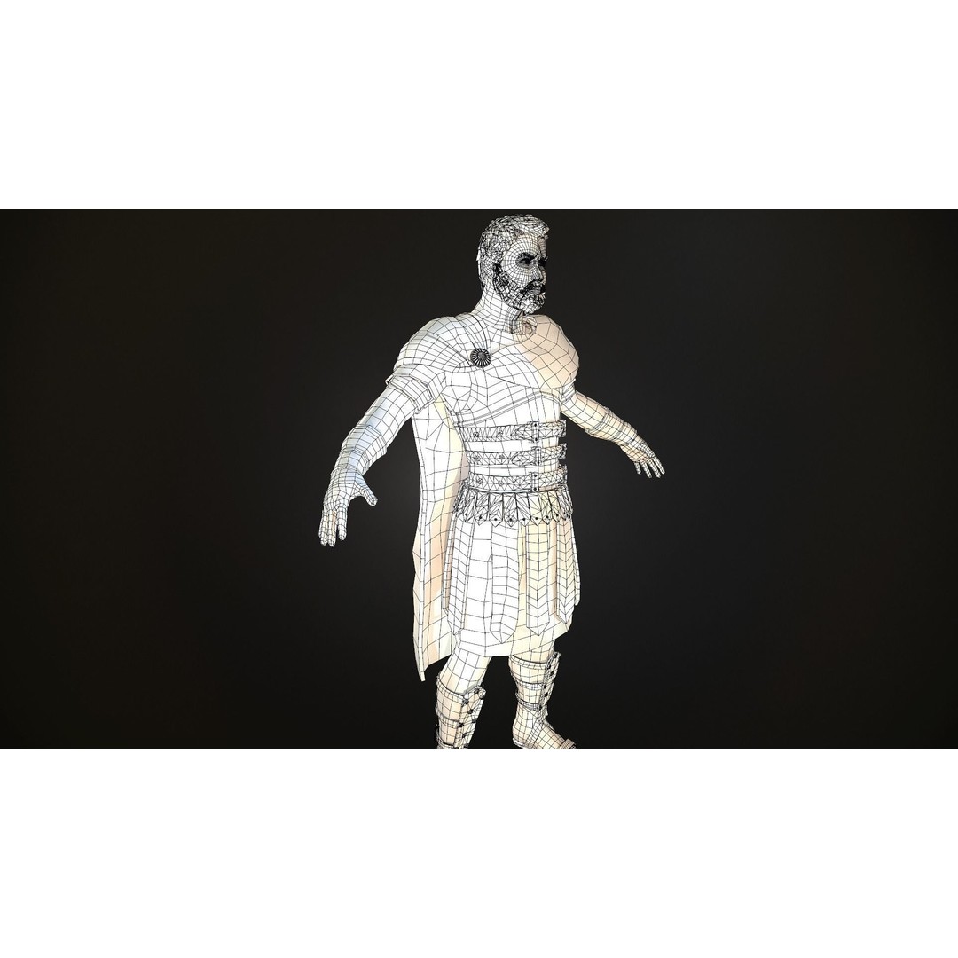 Roman Soldier 3D Model – Low Poly Rigged Character with PBR Textures - View 36