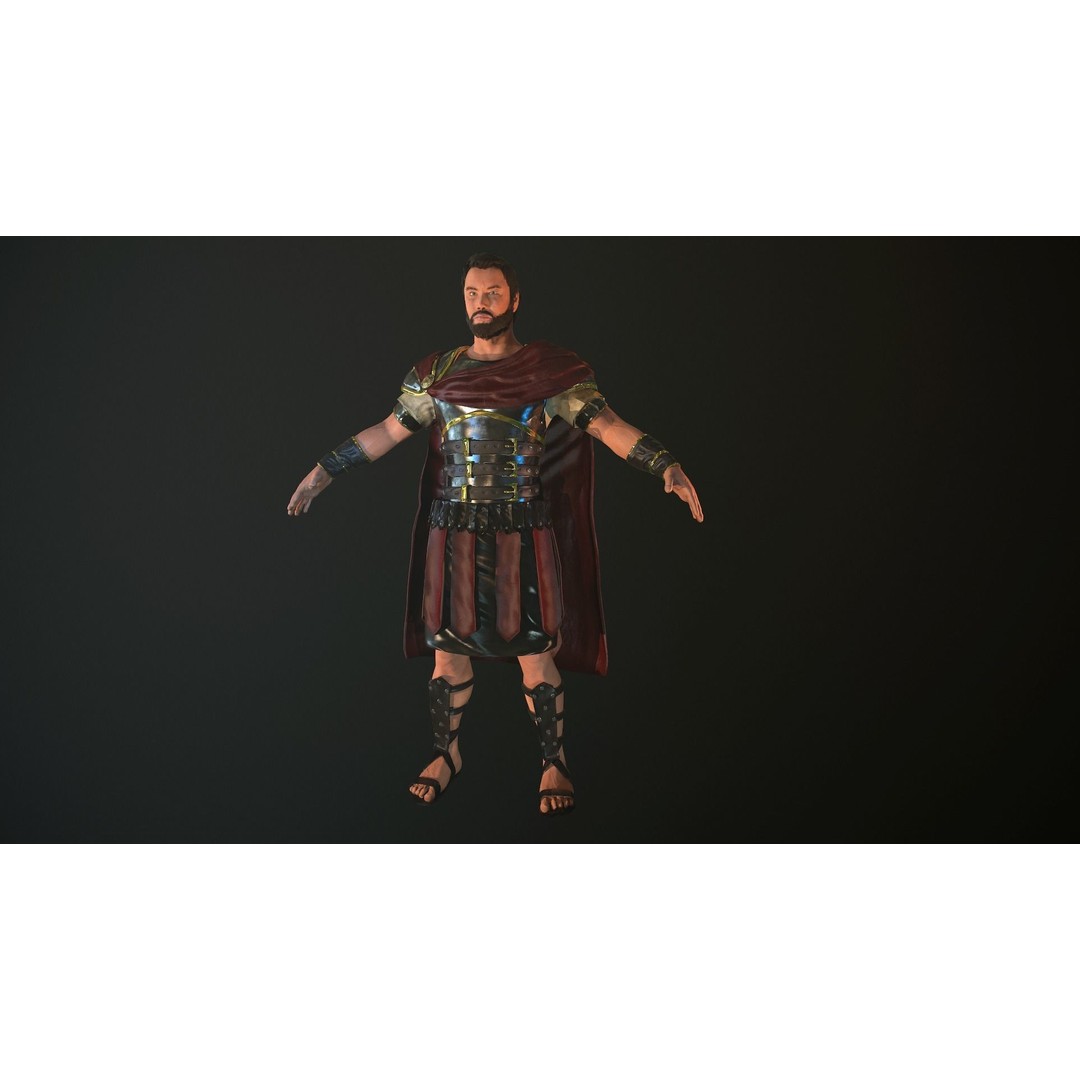 Roman Soldier 3D Model – Low Poly Rigged Character with PBR Textures - View 4