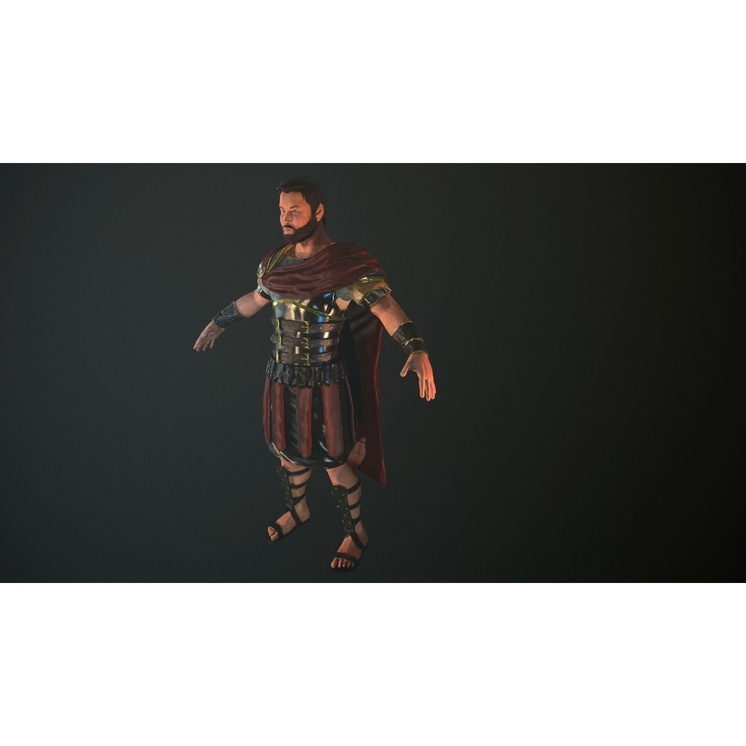 Roman Soldier 3D Model – Low Poly Rigged Character with PBR Textures - View 8
