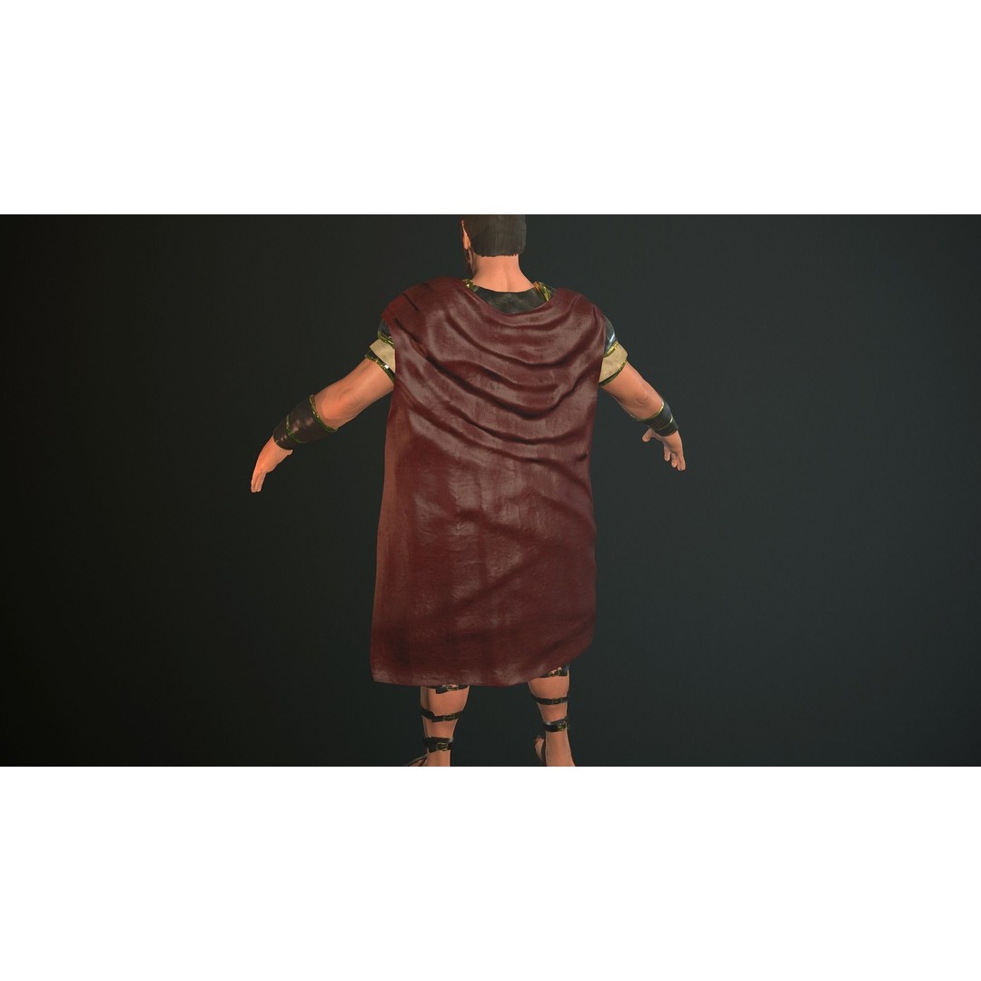Roman Soldier 3D Model – Low Poly Rigged Character with PBR Textures - View 9