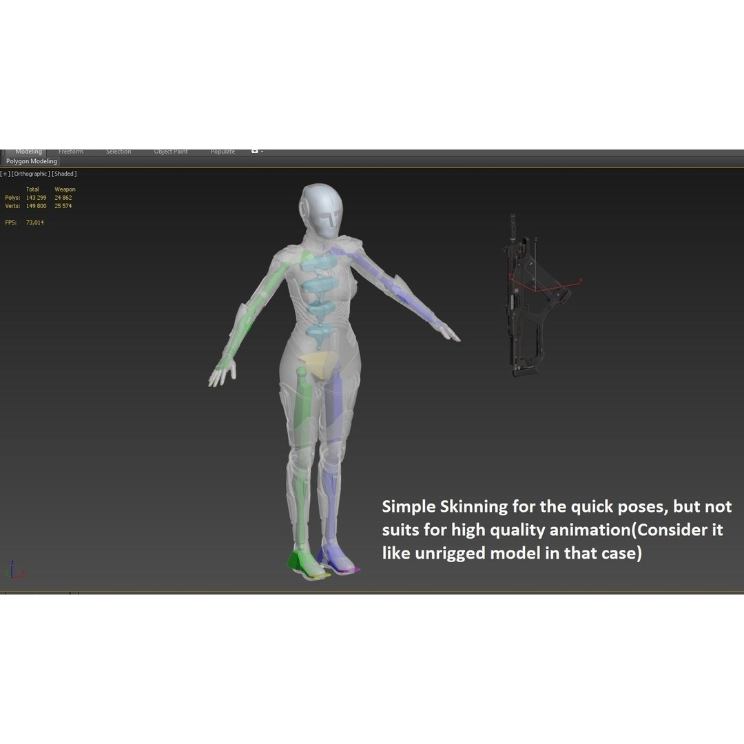 Female Cyborg 3D Model – High Poly Game-Ready Character, FBX - View 16