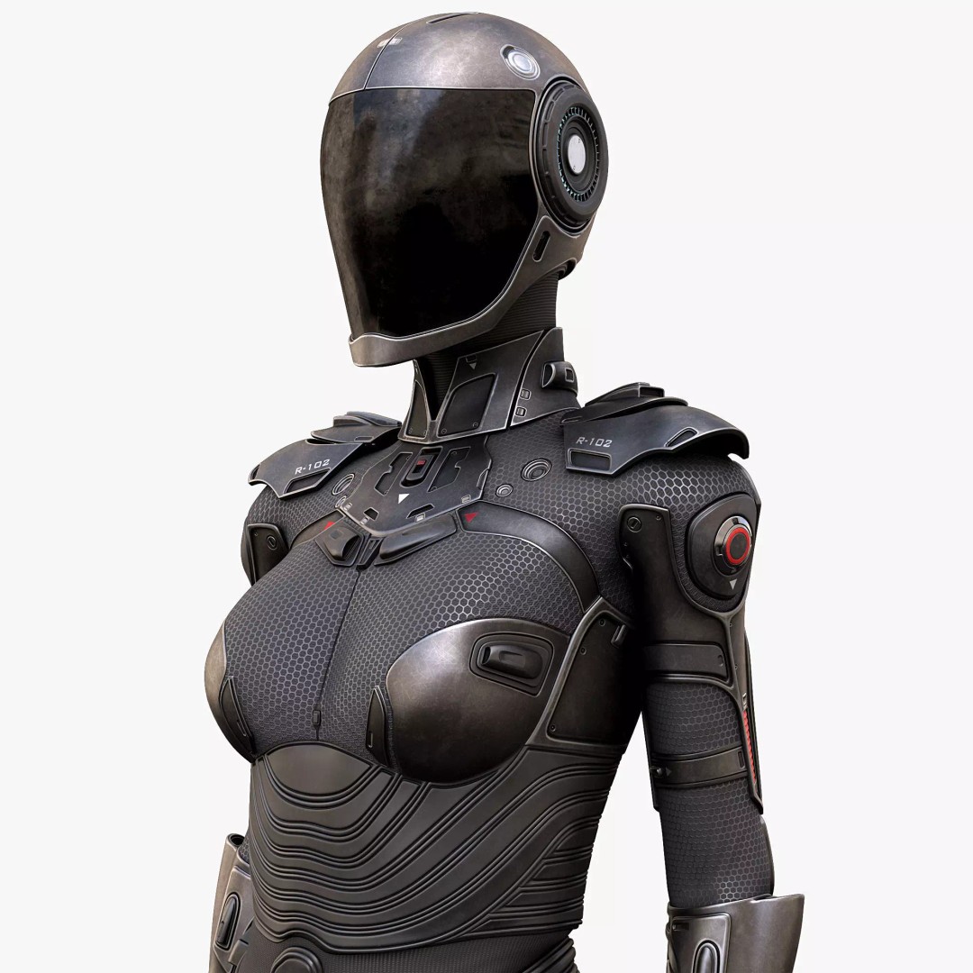 Female Cyborg 3D Model – High Poly Game-Ready Character, FBX - View 2