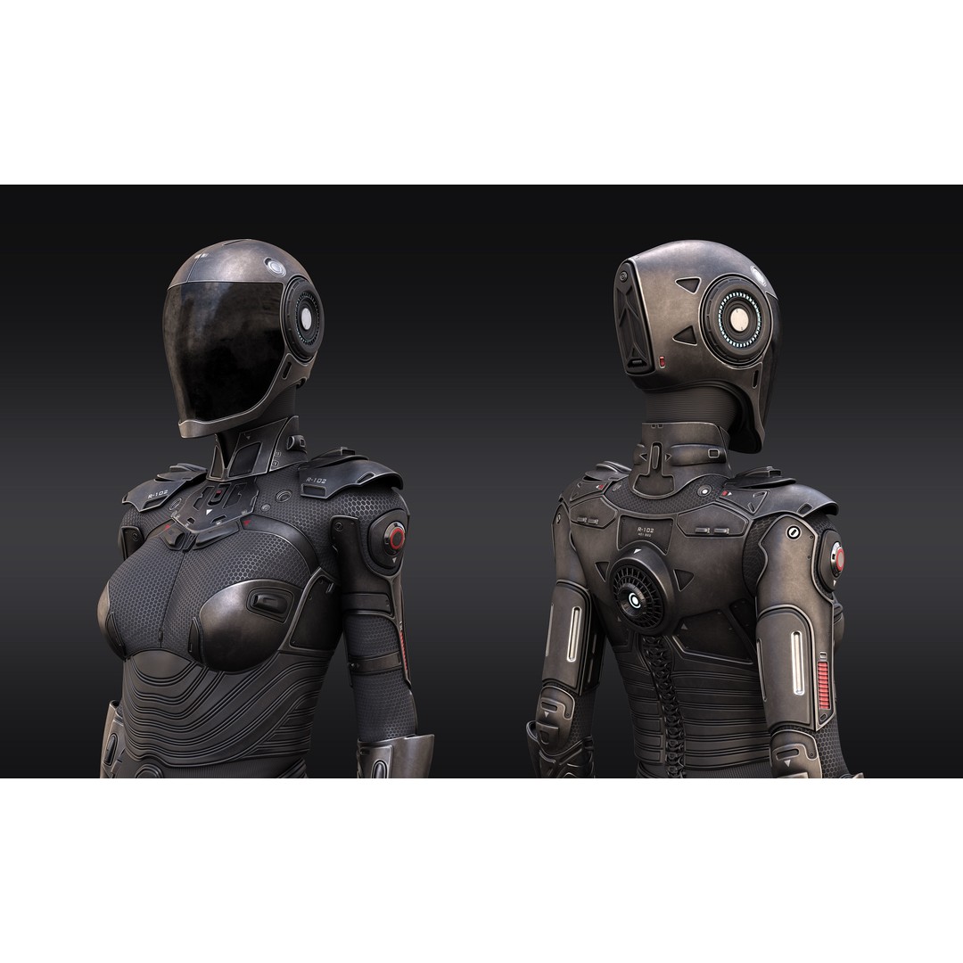 Female Cyborg 3D Model – High Poly Game-Ready Character, FBX - View 5