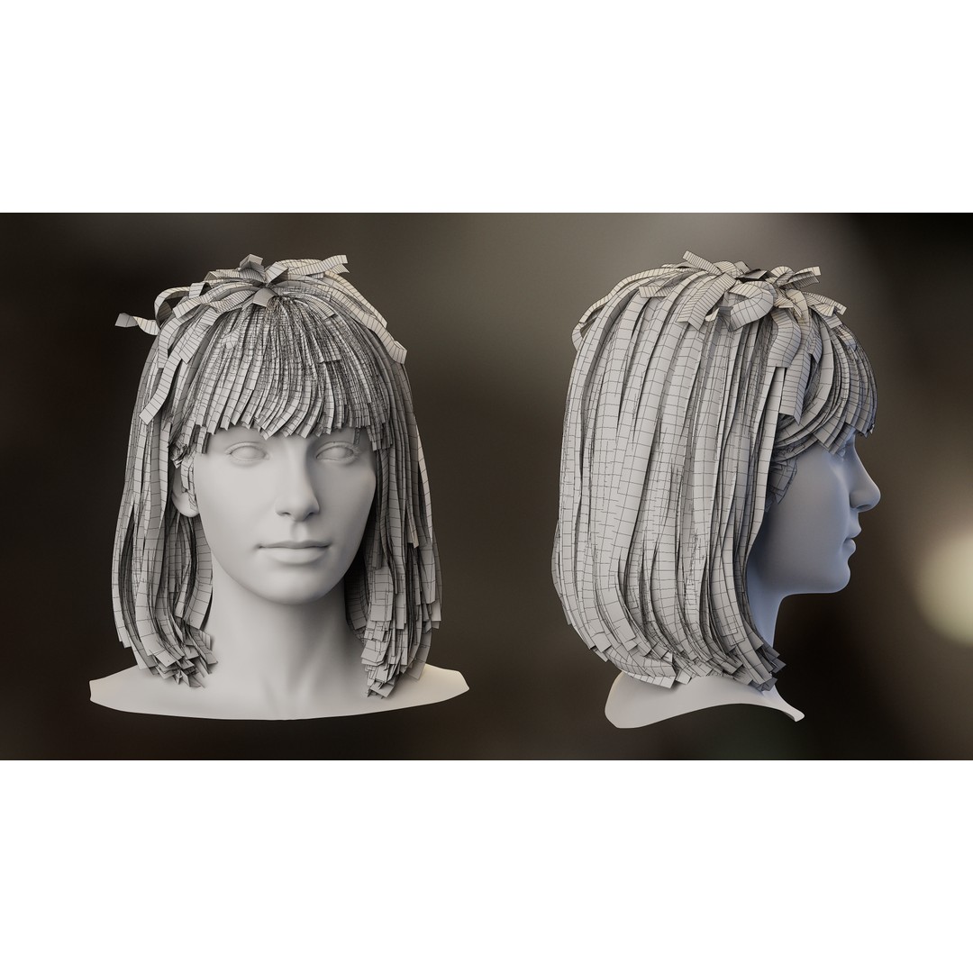 Hair Card 3D Model – Realistic Hairstyles Collection, Blender & OBJ - View 19