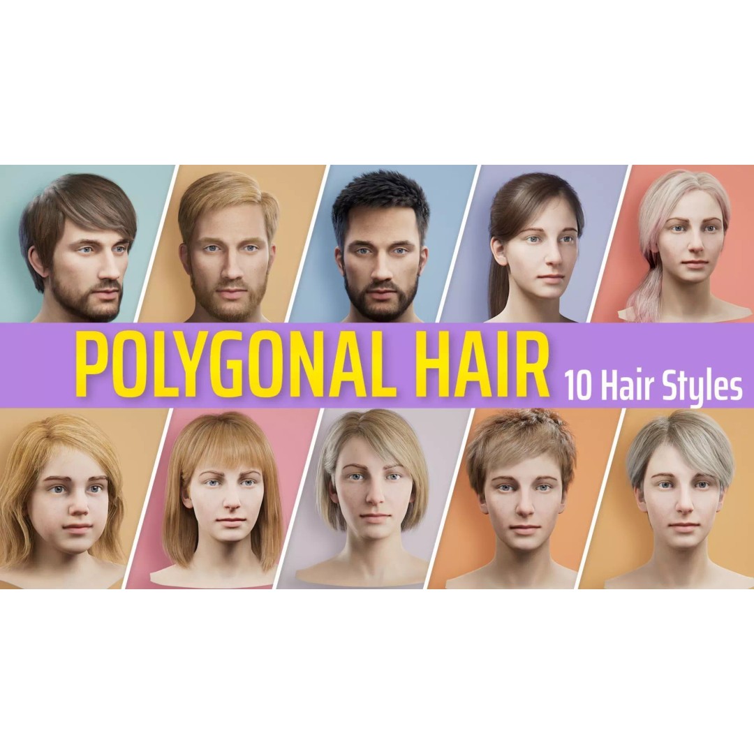 Hair Card 3D Model – Realistic Hairstyles Collection, Blender & OBJ - View 2