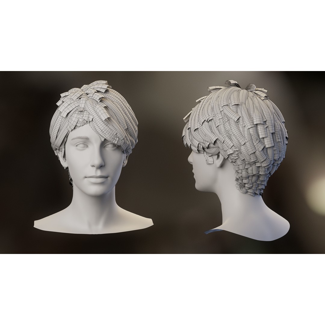 Hair Card 3D Model – Realistic Hairstyles Collection, Blender & OBJ - View 34