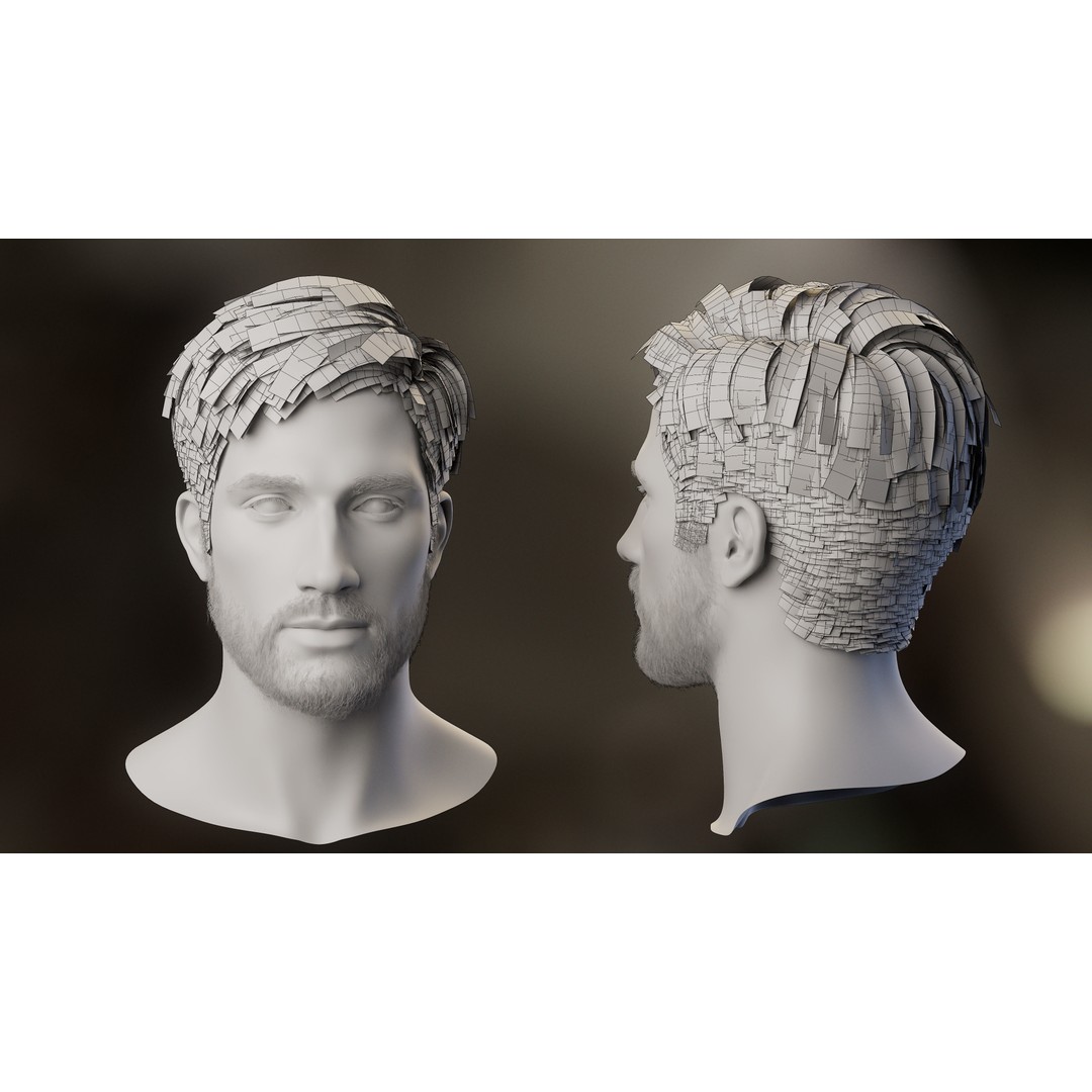 Hair Card 3D Model – Realistic Hairstyles Collection, Blender & OBJ - View 8