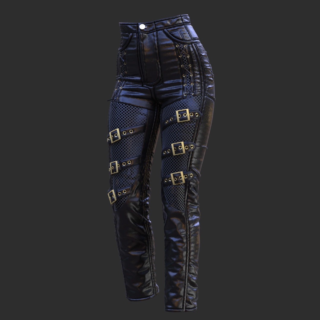 Leather Suits Set 3D Model – Stylish Female Clothing, FBX & OBJ Formats - View 11