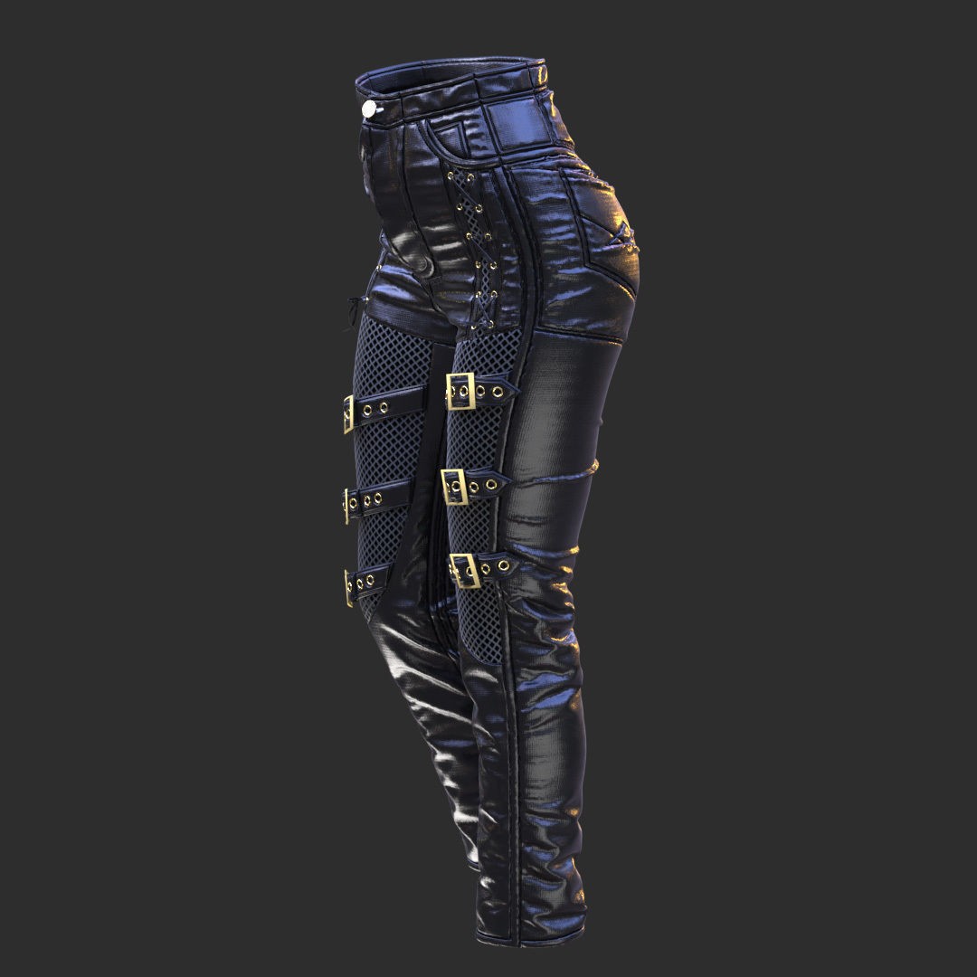 Leather Suits Set 3D Model – Stylish Female Clothing, FBX & OBJ Formats - View 12