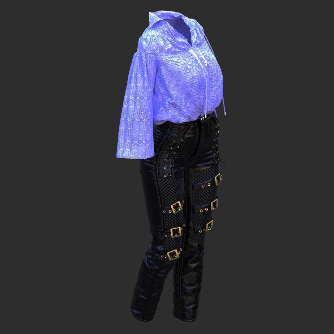 Leather Suits Set 3D Model – Stylish Female Clothing, FBX & OBJ Formats - View 14
