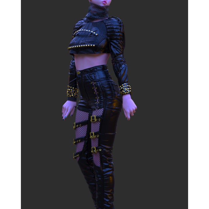 Leather Suits Set 3D Model – Stylish Female Clothing, FBX & OBJ Formats - View 15