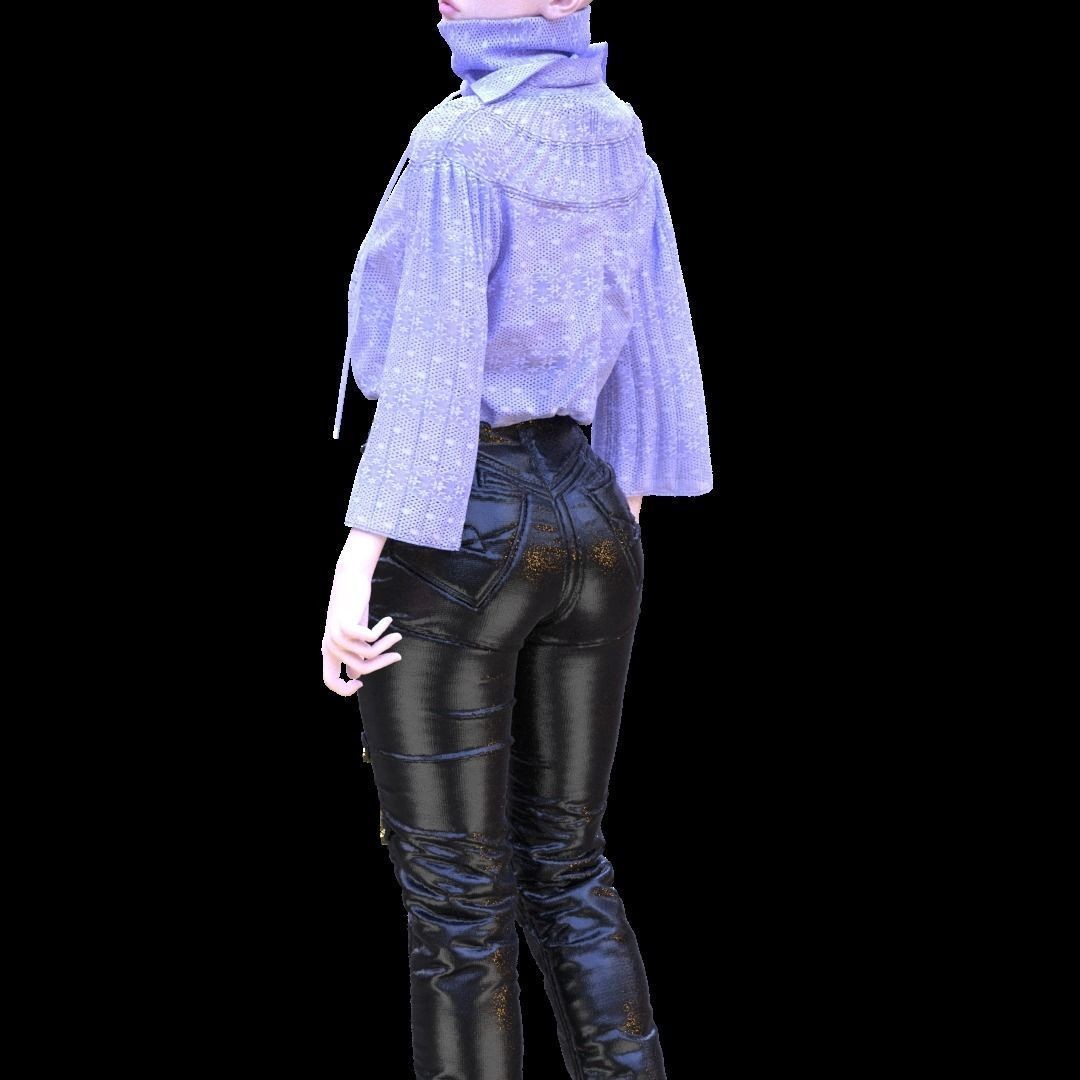 Leather Suits Set 3D Model – Stylish Female Clothing, FBX & OBJ Formats - View 17
