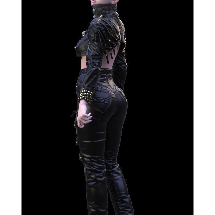 Leather Suits Set 3D Model – Stylish Female Clothing, FBX & OBJ Formats - View 18