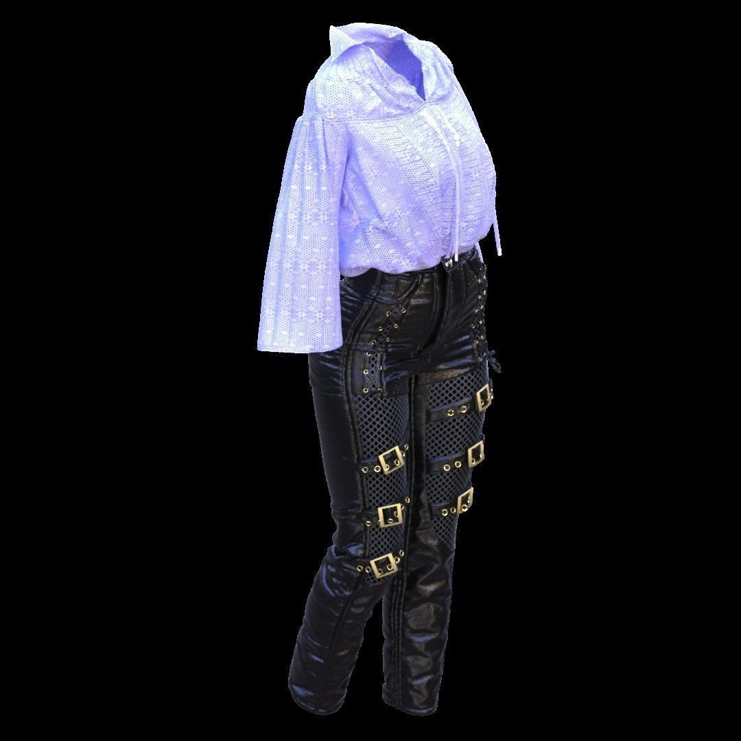 Leather Suits Set 3D Model – Stylish Female Clothing, FBX & OBJ Formats - View 19