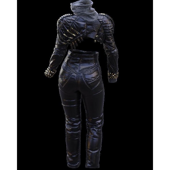 Leather Suits Set 3D Model – Stylish Female Clothing, FBX & OBJ Formats - View 20