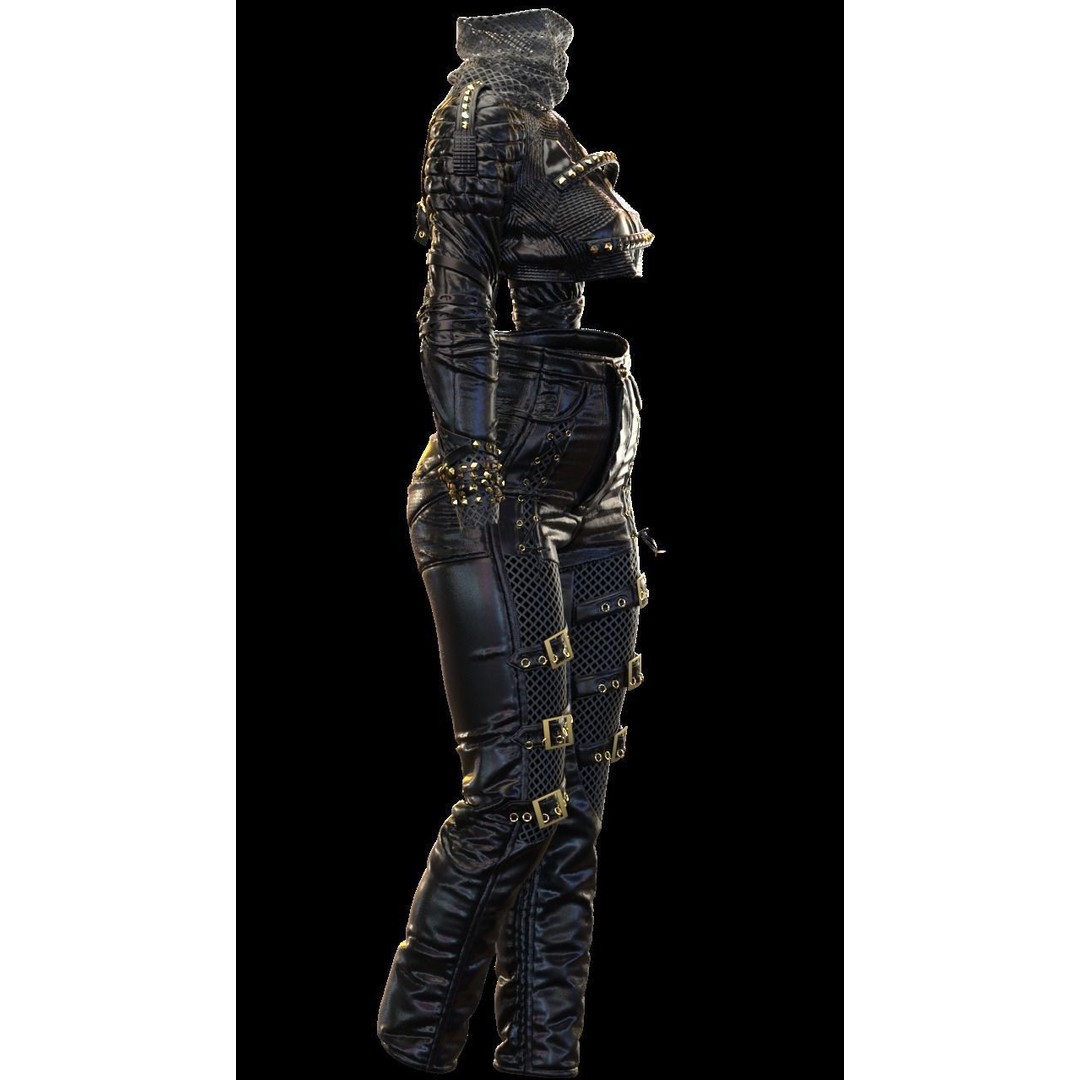 Leather Suits Set 3D Model – Stylish Female Clothing, FBX & OBJ Formats - View 21