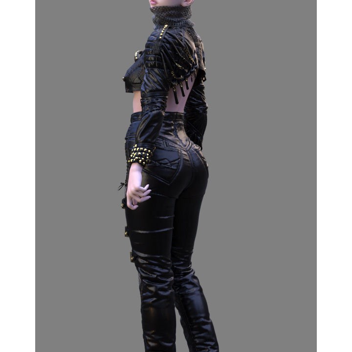 Leather Suits Set 3D Model – Stylish Female Clothing, FBX & OBJ Formats - View 7