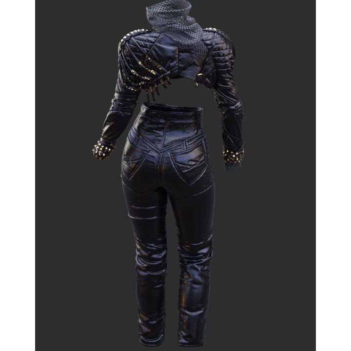 Leather Suits Set 3D Model – Stylish Female Clothing, FBX & OBJ Formats - View 8