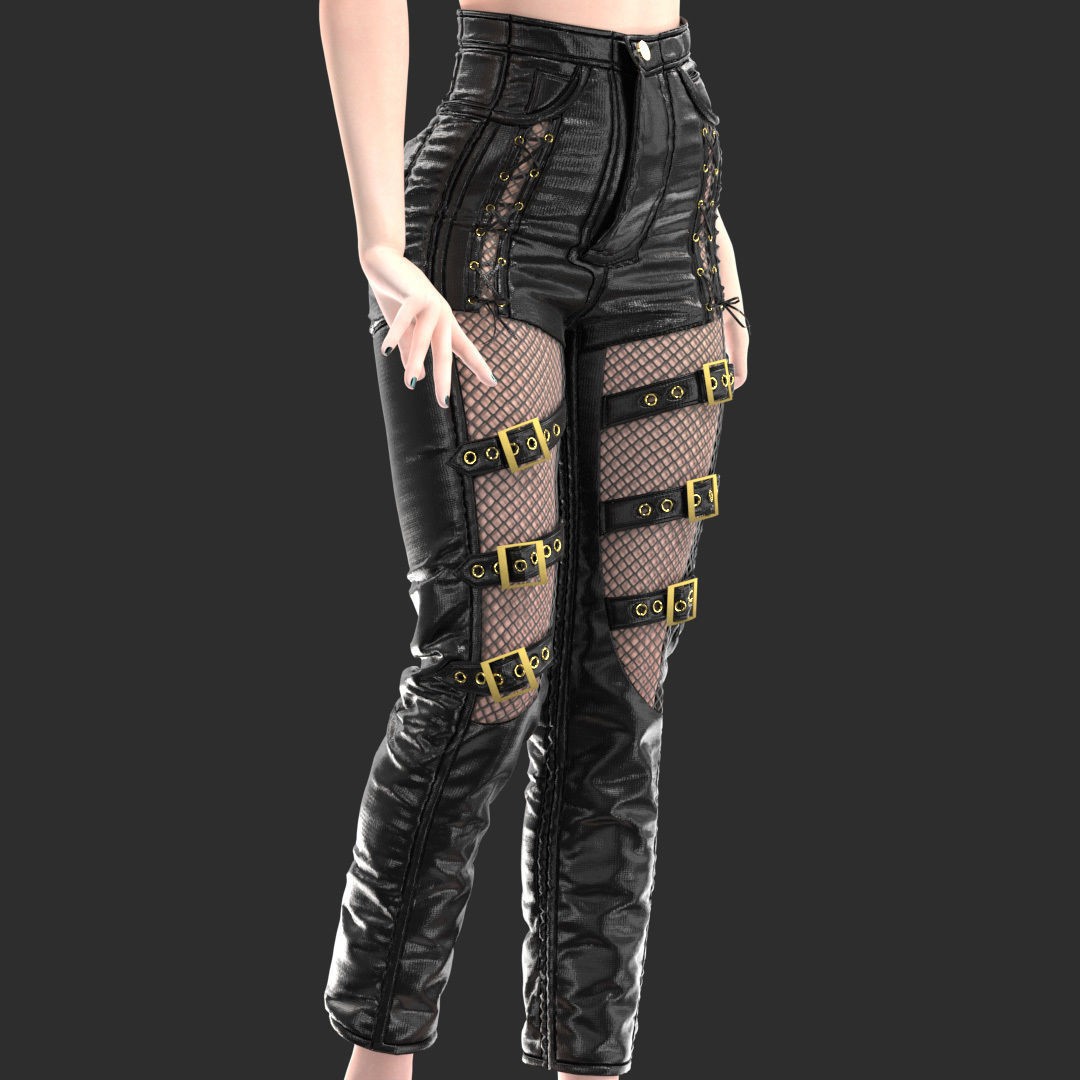 Leather Suits Set 3D Model – Stylish Female Clothing, FBX & OBJ Formats - View 9