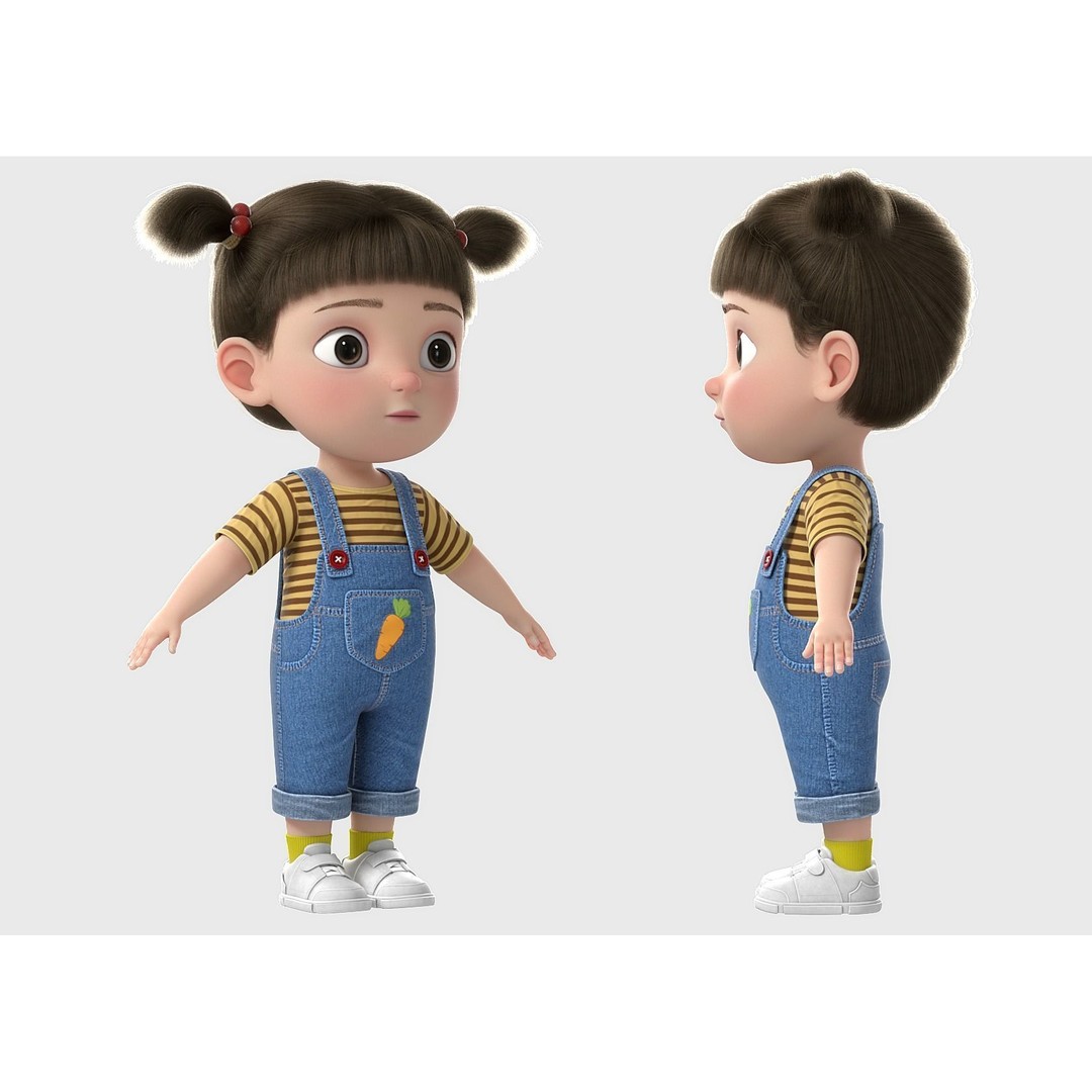 Cartoon Girl 3D Model – High Poly Character, FBX, Game Ready - View 11
