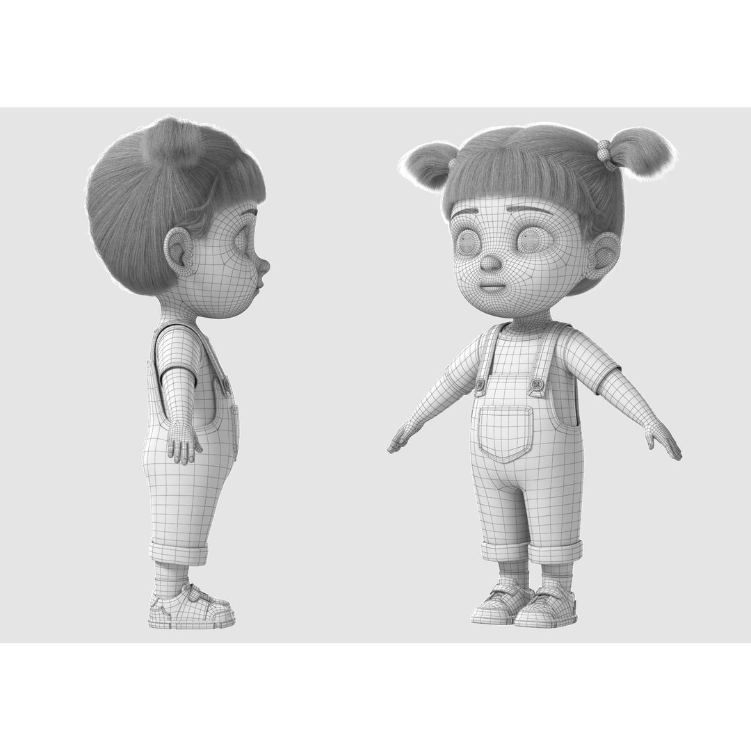Cartoon Girl 3D Model – High Poly Character, FBX, Game Ready - View 15