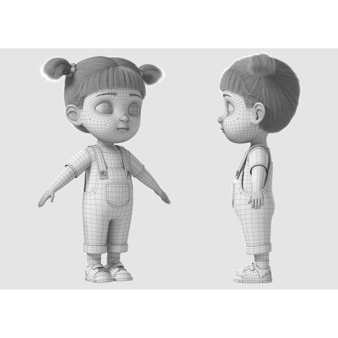 Cartoon Girl 3D Model – High Poly Character, FBX, Game Ready - View 16
