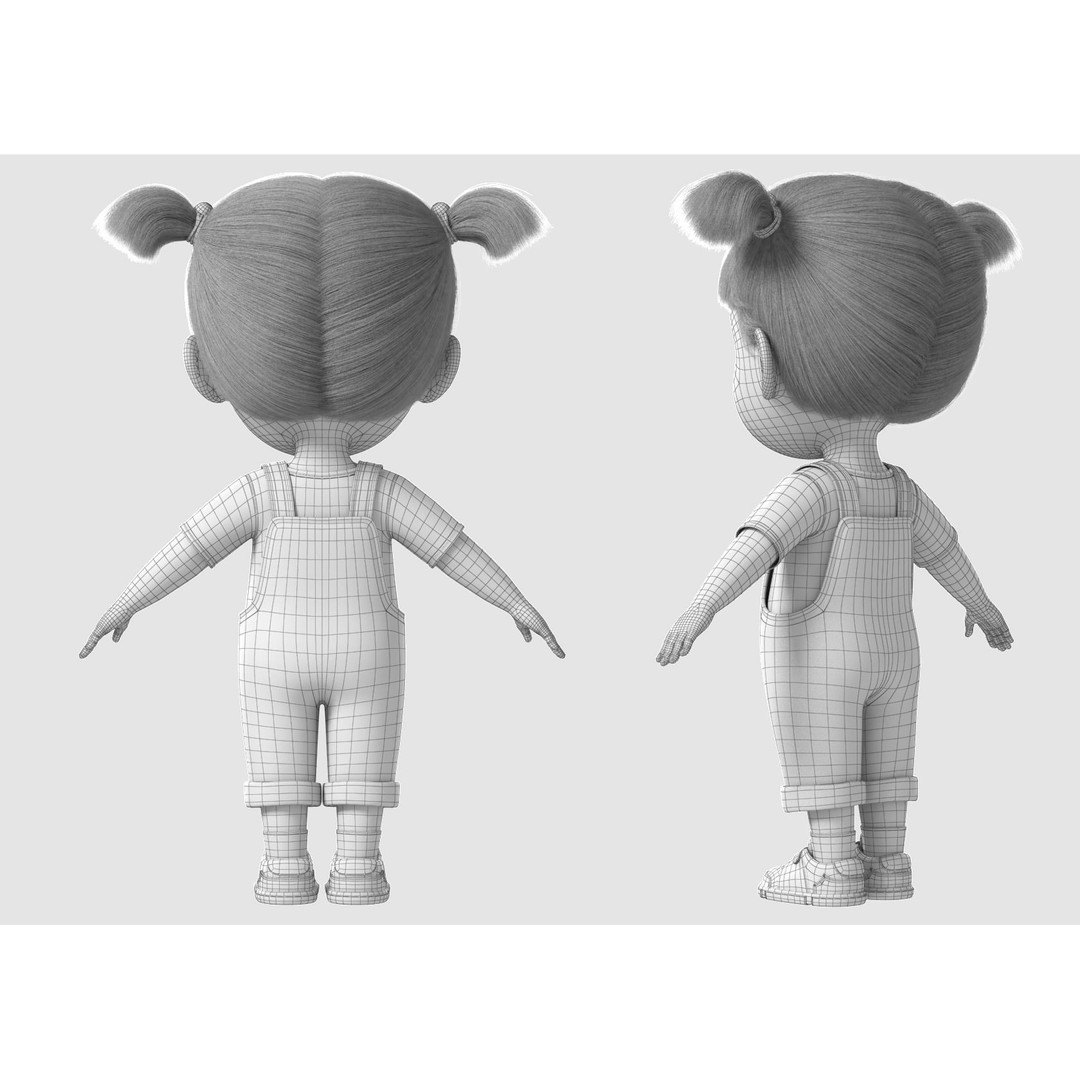 Cartoon Girl 3D Model – High Poly Character, FBX, Game Ready - View 17