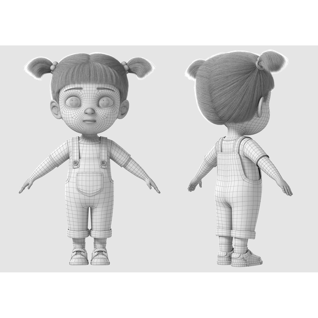 Cartoon Girl 3D Model – High Poly Character, FBX, Game Ready - View 18