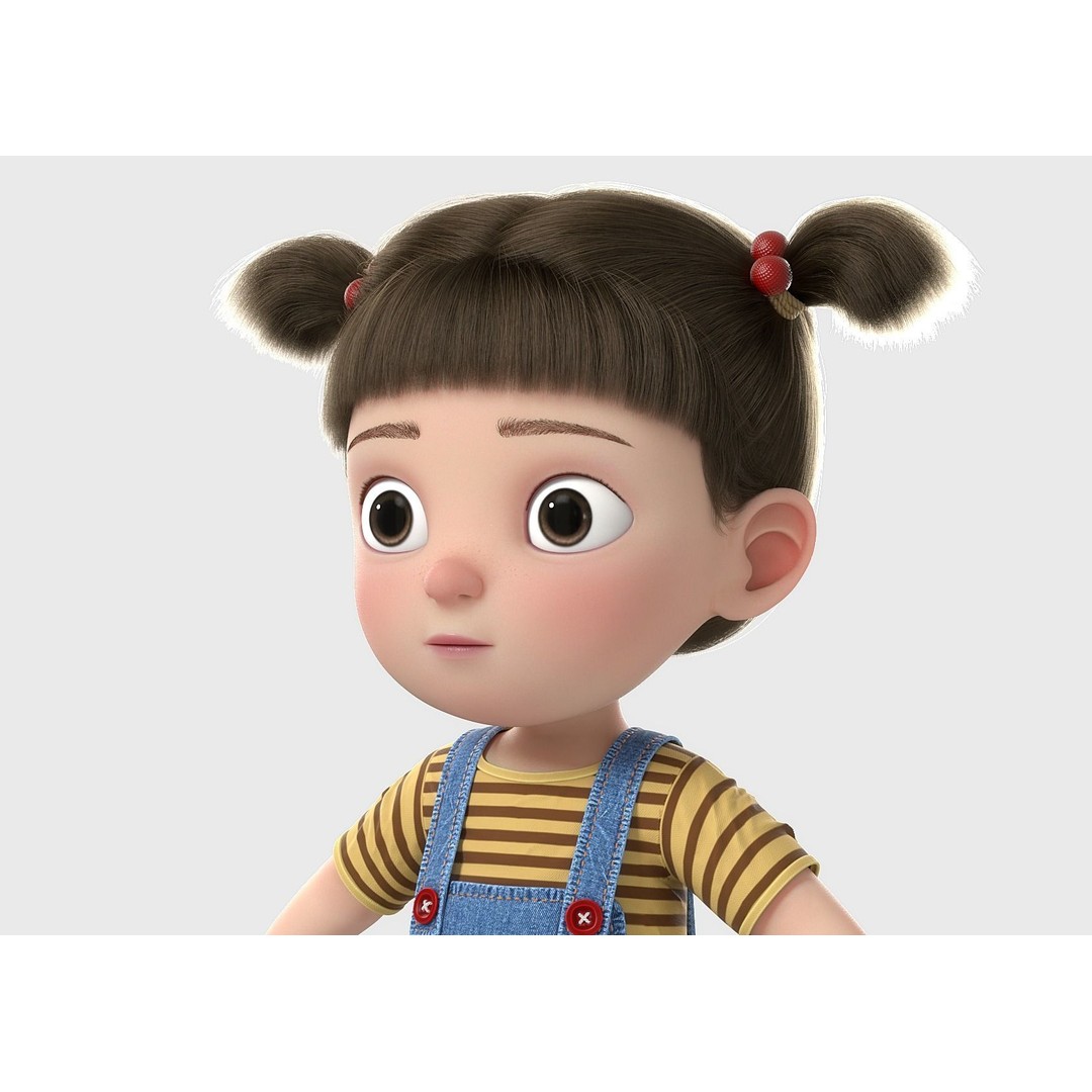 Cartoon Girl 3D Model – High Poly Character, FBX, Game Ready - View 3