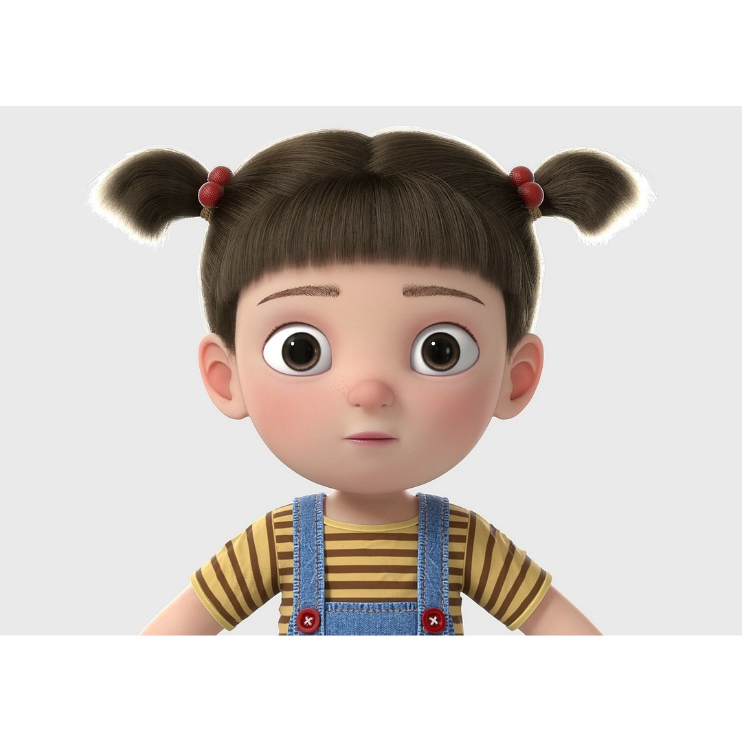 Cartoon Girl 3D Model – High Poly Character, FBX, Game Ready - View 4