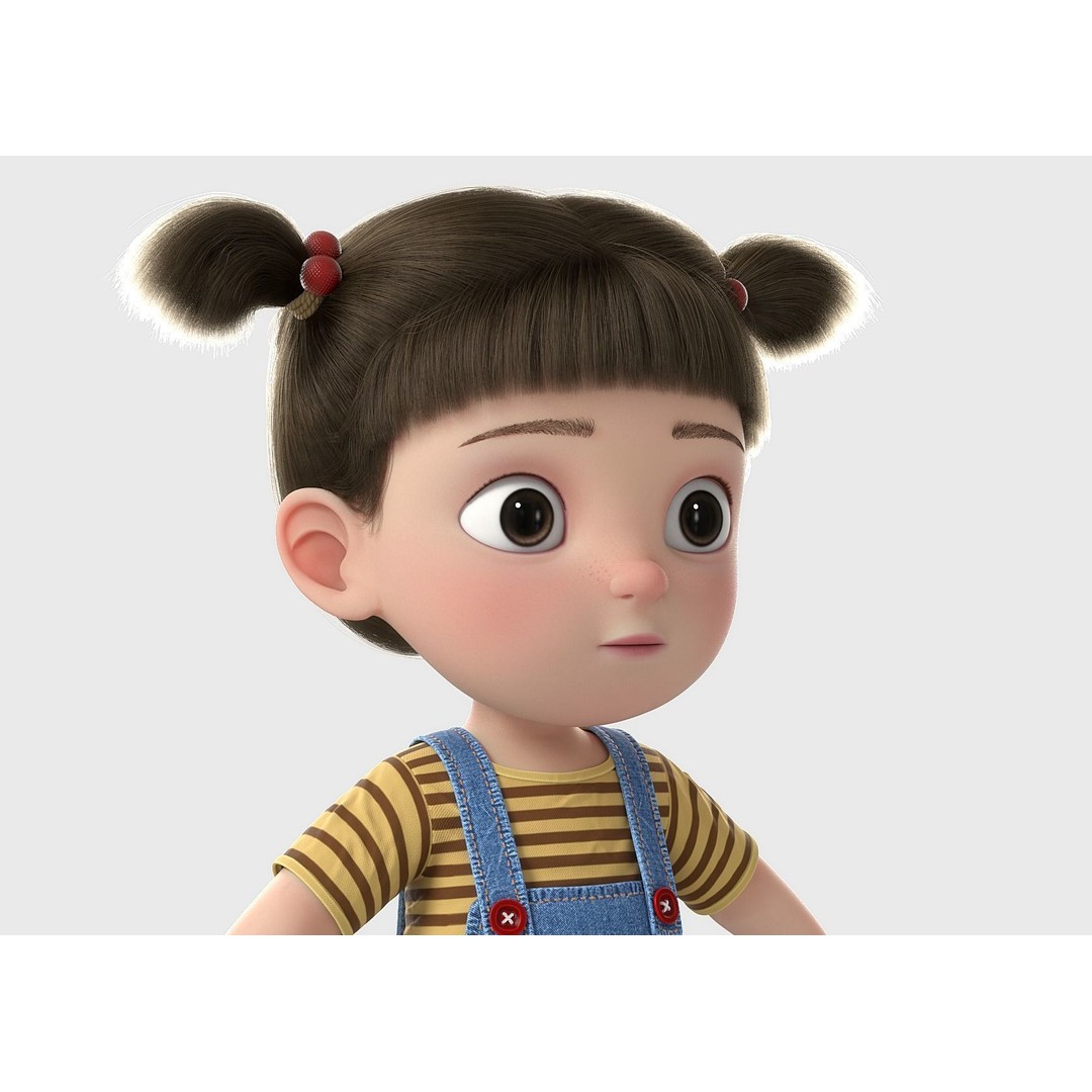 Cartoon Girl 3D Model – High Poly Character, FBX, Game Ready - View 5