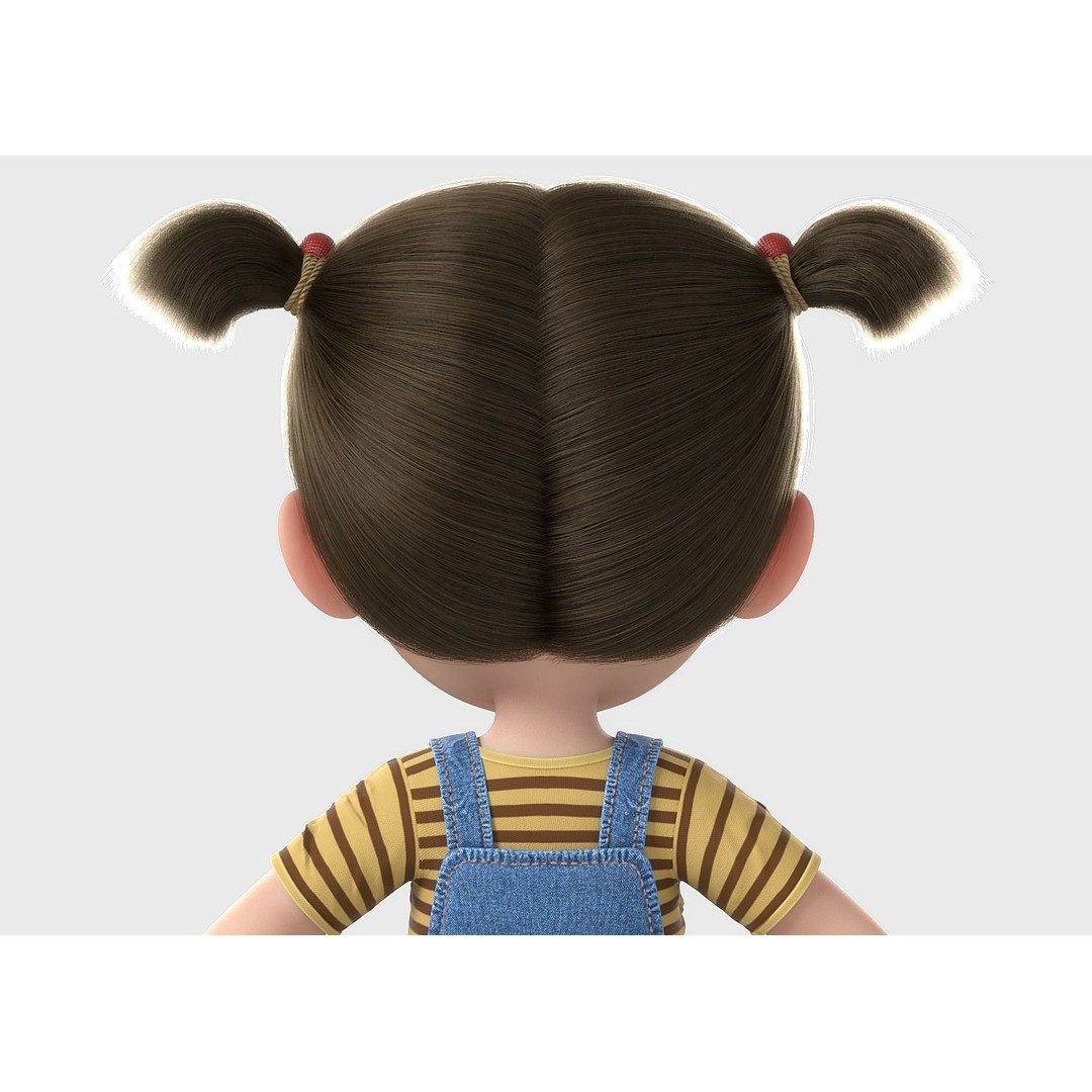 Cartoon Girl 3D Model – High Poly Character, FBX, Game Ready - View 8