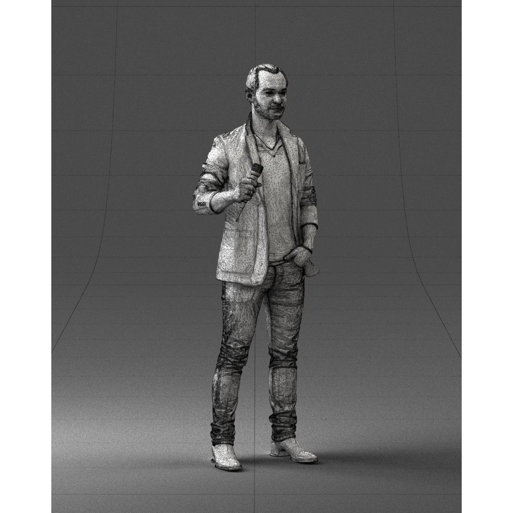 Realistic Male Character 3D Model – Full Body Scan Microphone Pose, FBX - View 10