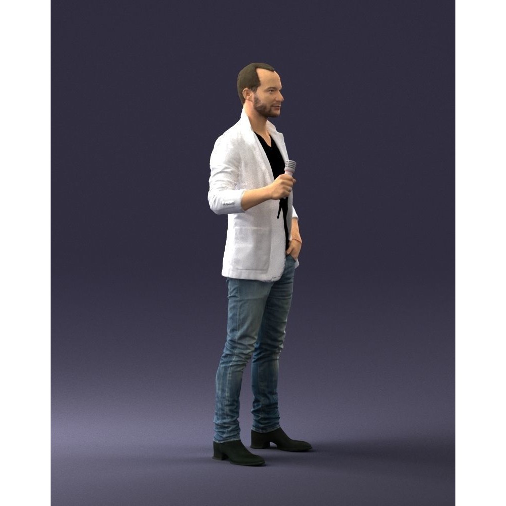 Realistic Male Character 3D Model – Full Body Scan Microphone Pose, FBX - View 11