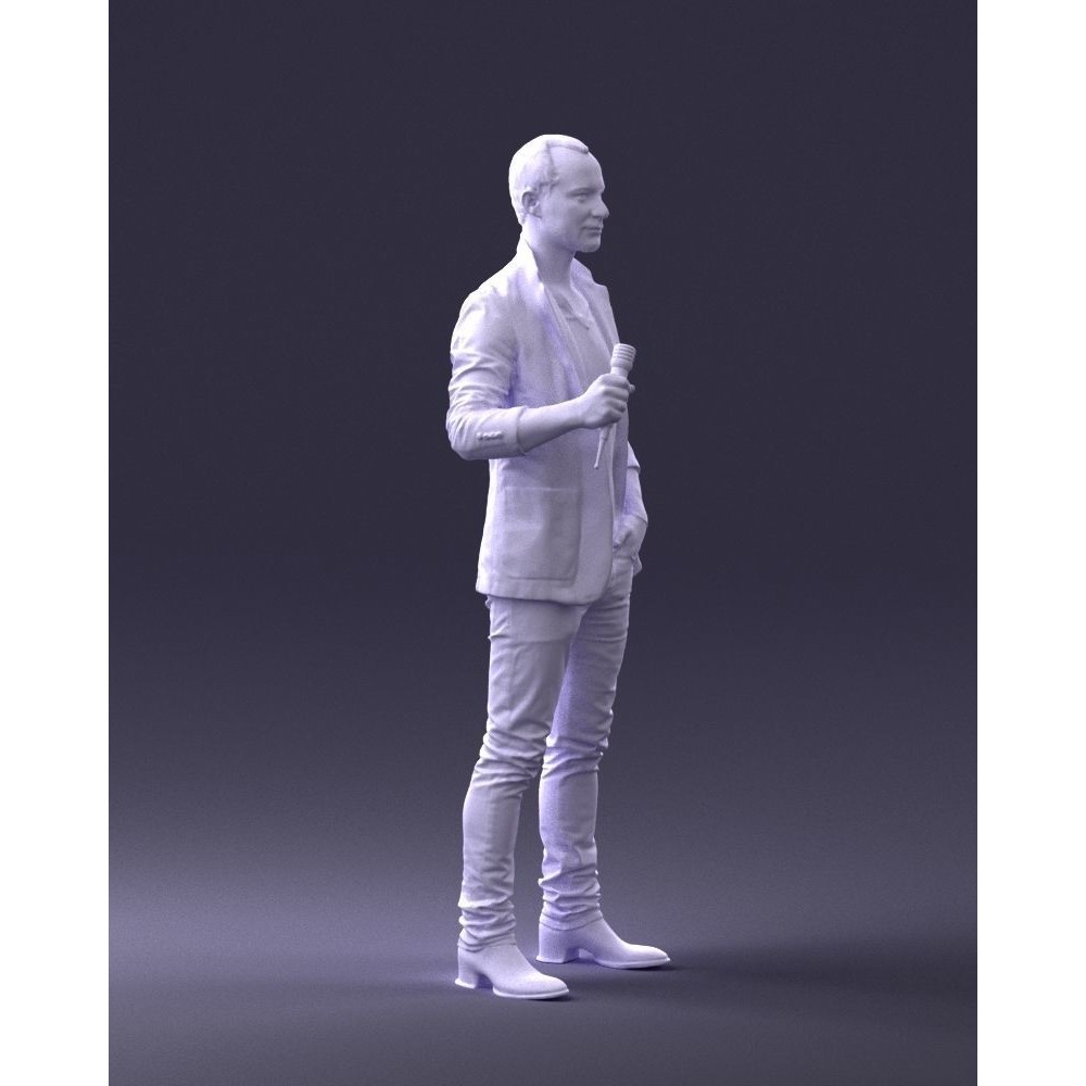 Realistic Male Character 3D Model – Full Body Scan Microphone Pose, FBX - View 12